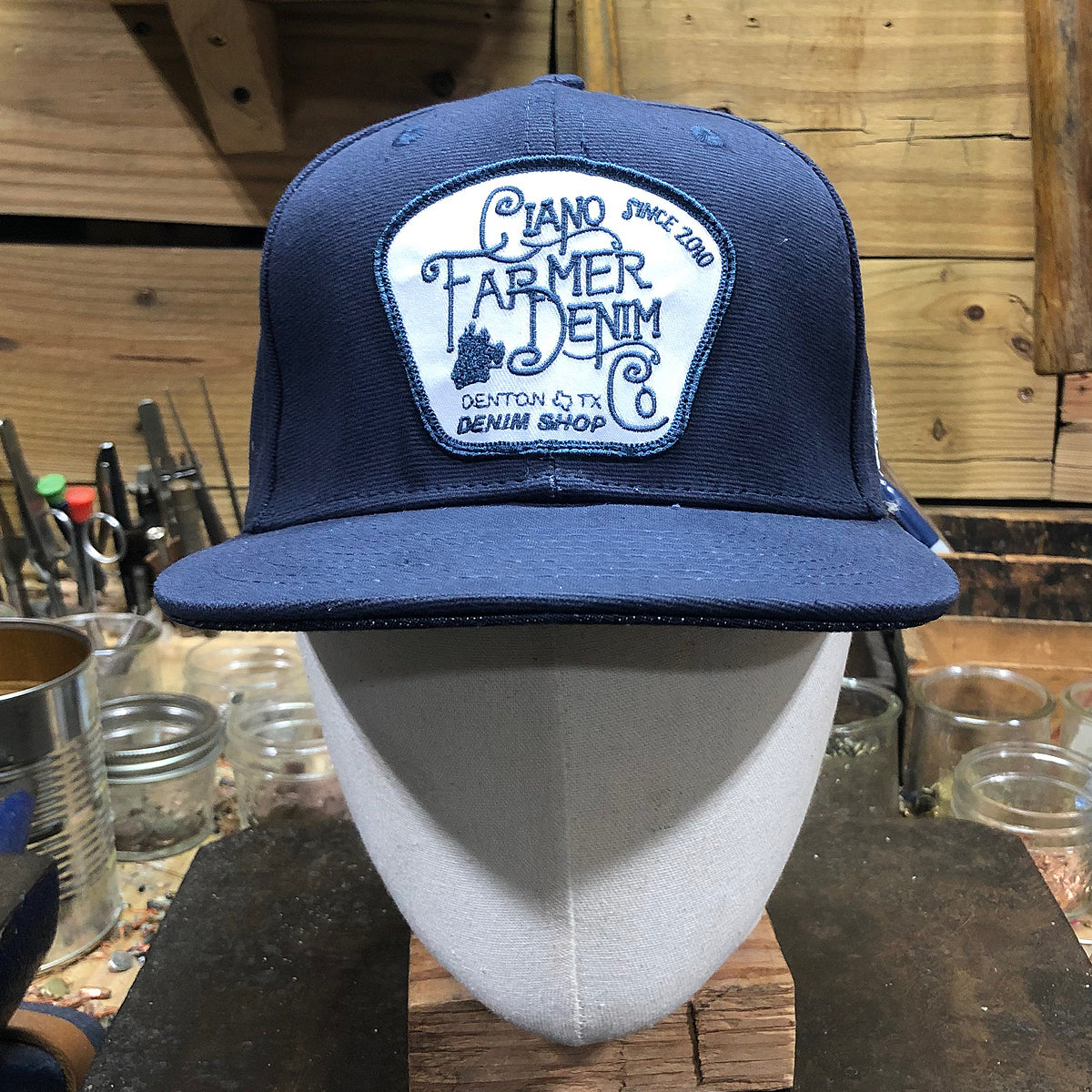 18oz USA Duck Canvas Snapback HAT Blank "NAVY" Fisherman Patch