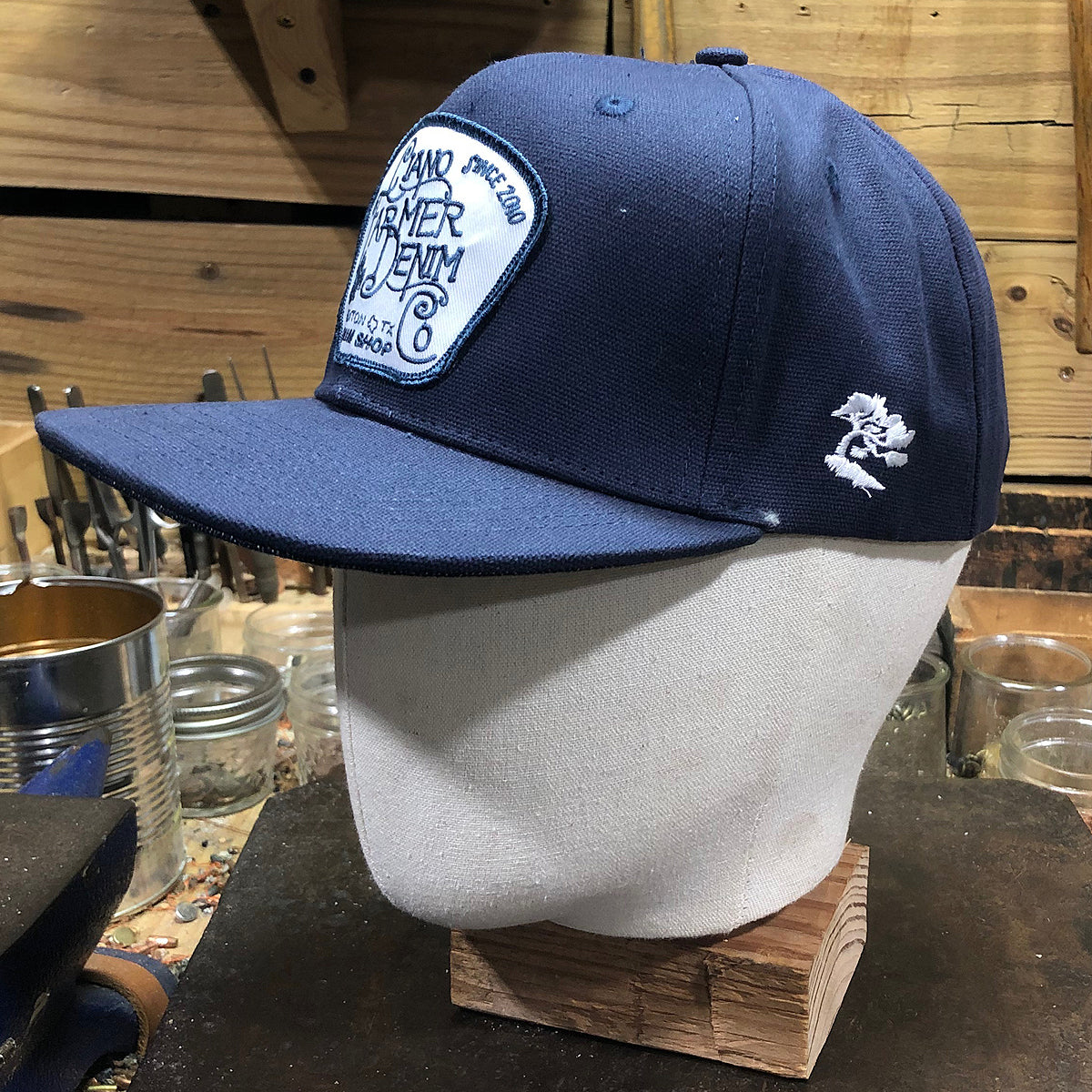 18oz USA Duck Canvas Snapback HAT Blank "NAVY" Fisherman Patch