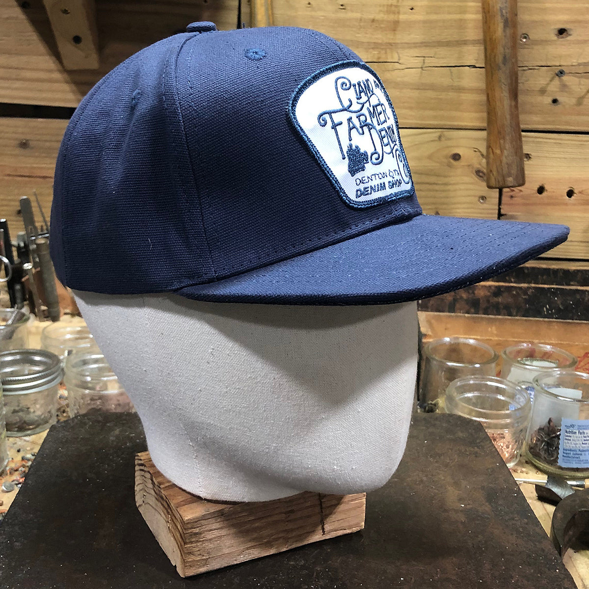 18oz USA Duck Canvas Snapback HAT Blank "NAVY" Fisherman Patch