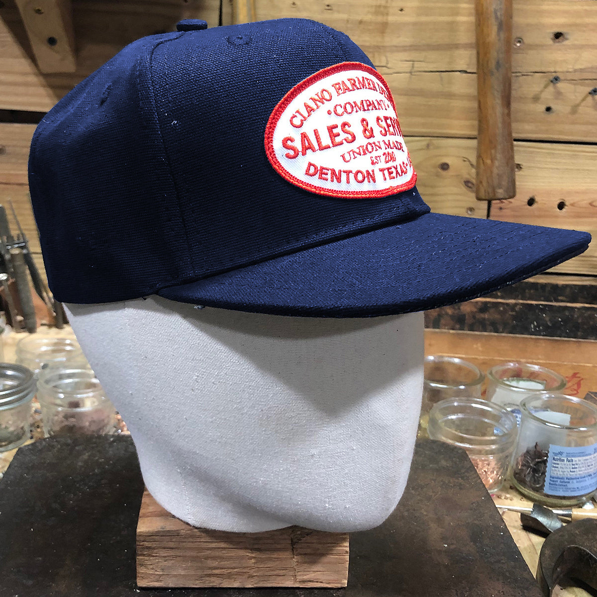 18oz USA Duck Canvas Snapback HAT "Navy" Sales and Service Patch