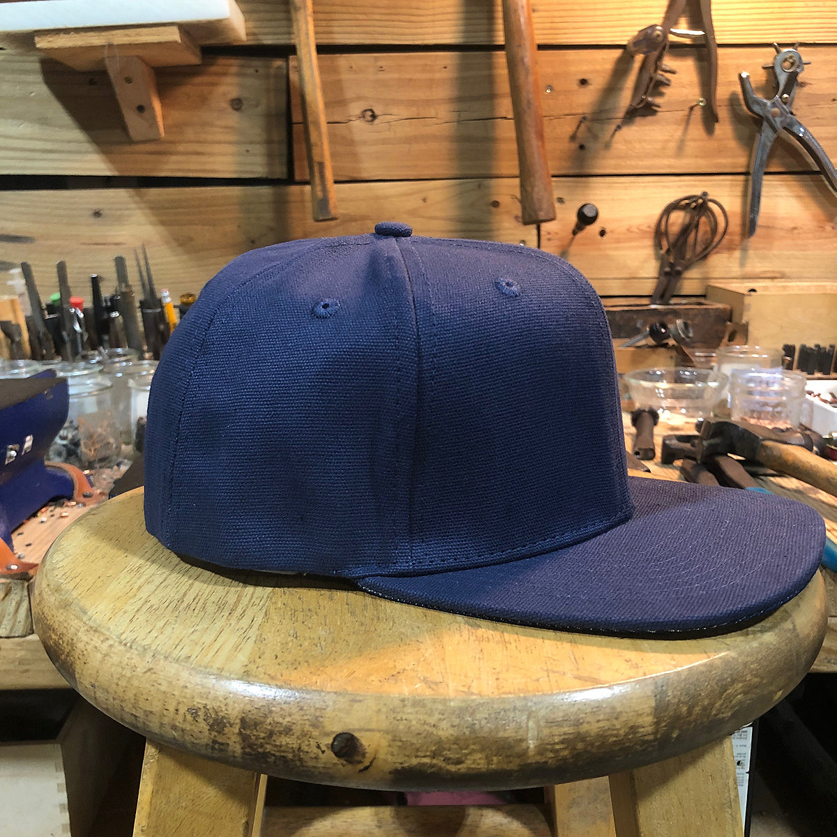 18oz USA Duck Canvas Snapback HAT Blank "NAVY"