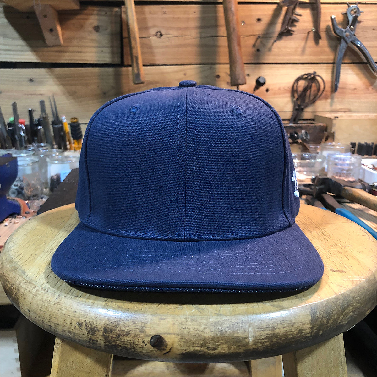 18oz USA Duck Canvas Snapback HAT Blank "NAVY"