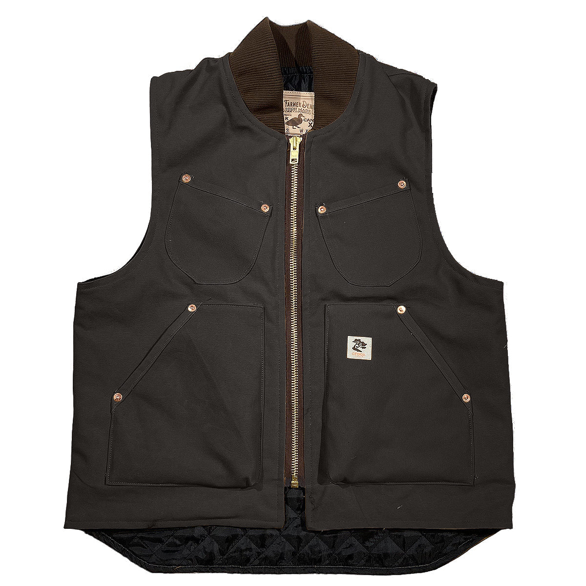 12oz Dark Brown Duck Canvas Workman Waistcoat Lined