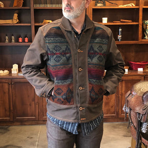 18oz Brown Duck Canvas Cossack Jacket w/ Wool Insets