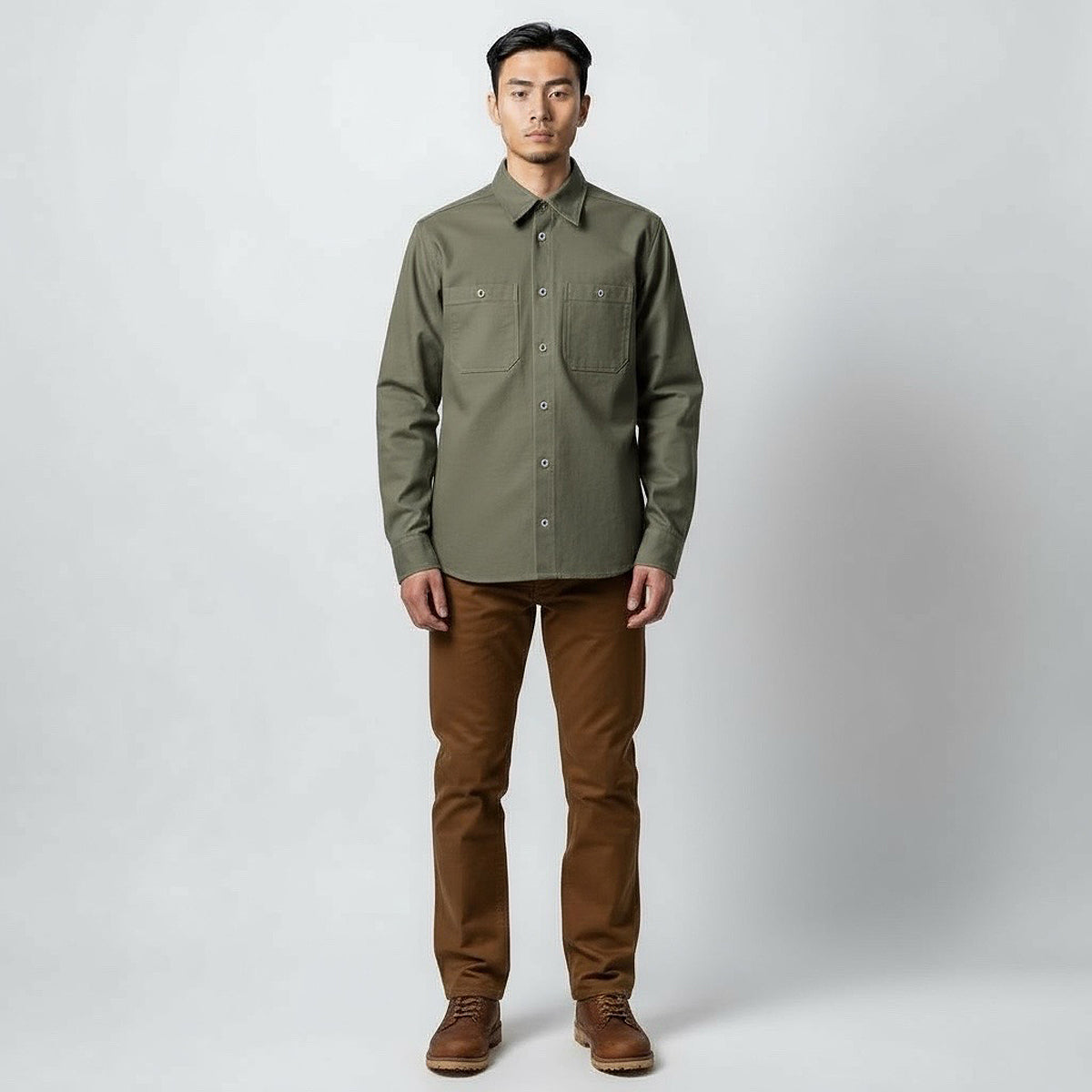 133 12oz USA Duck Canvas Work Shirt Moss Green – CFDCo