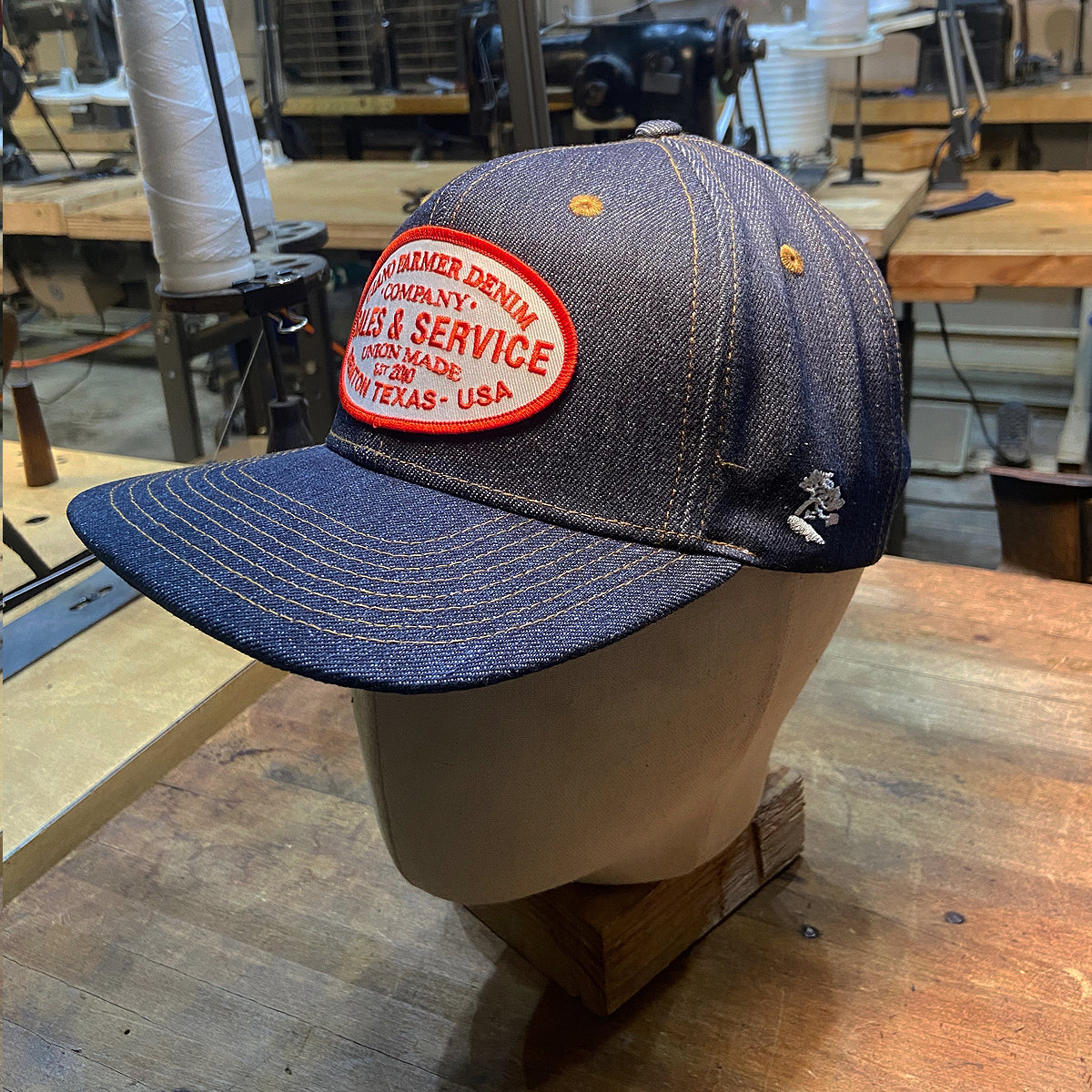 14oz Cone Mills Denim Snapback HAT CFDCo Sales and Service Patch