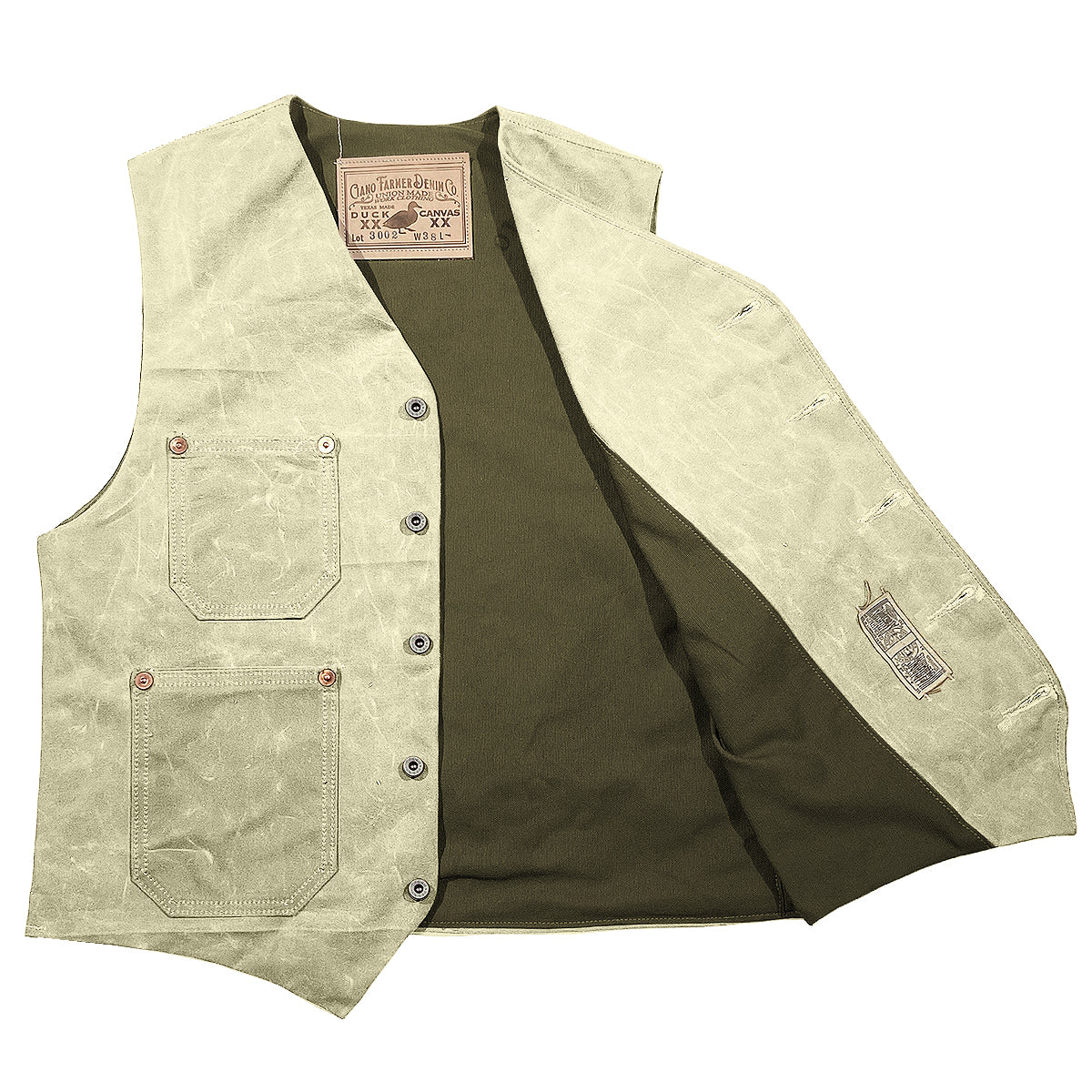 #3002 15oz Wax Duck Canvas Waistcoat Natural TYPE IH [ ICHIRO HACHIYA ]