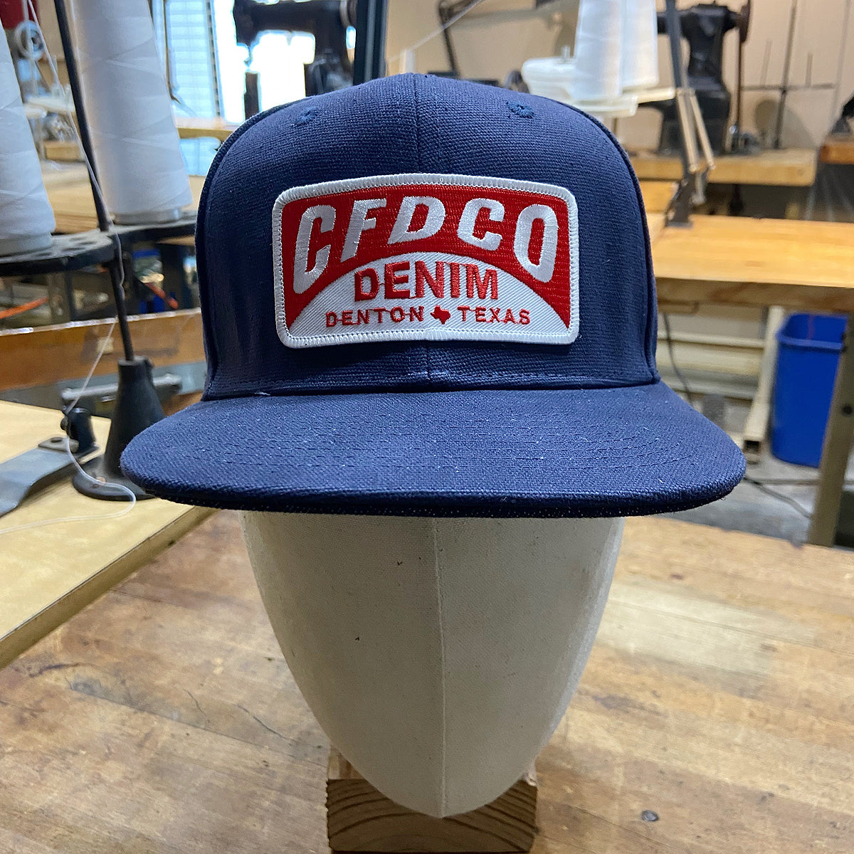 18oz USA Duck Canvas Snapback HAT "NAVY" CFDCo Garage Patch