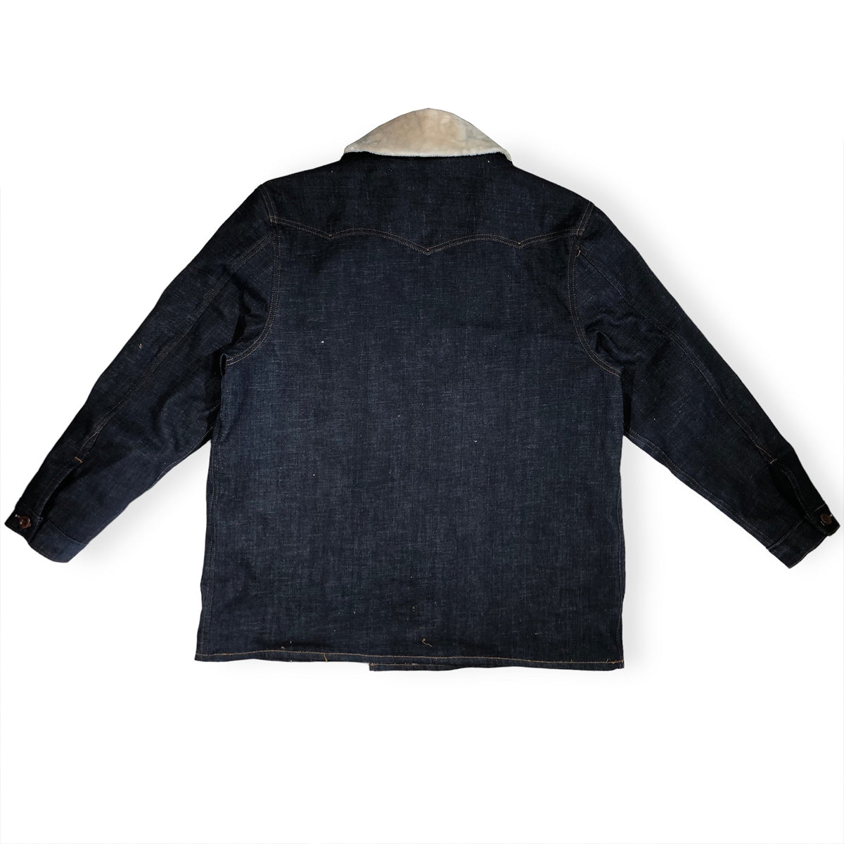 14oz Cone Mills Selvage Denim Pea Coat with Sherpa Liner