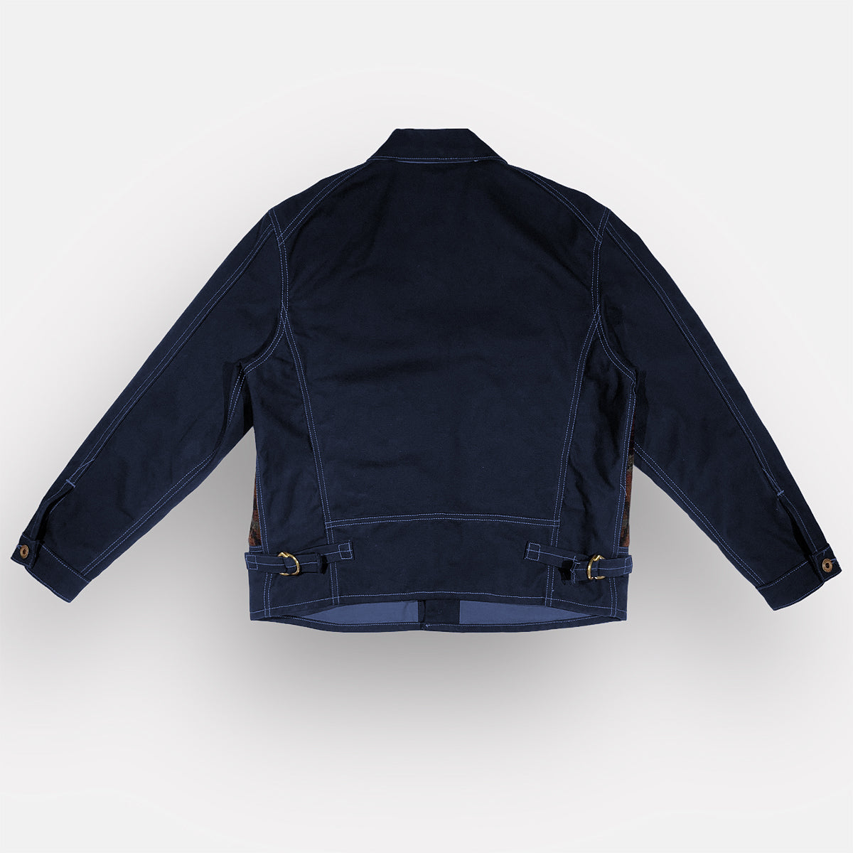18oz Navy Duck Canvas Cossack Jacket w/ Wool Insets
