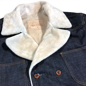 14oz Cone Mills Selvage Denim Pea Coat with Sherpa Liner
