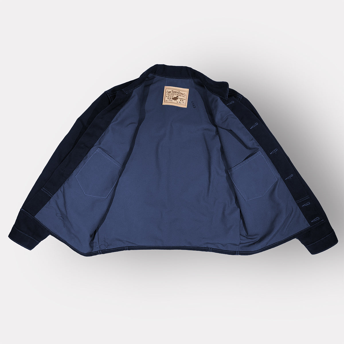 18oz Navy Duck Canvas Cossack Jacket w/ Wool Insets