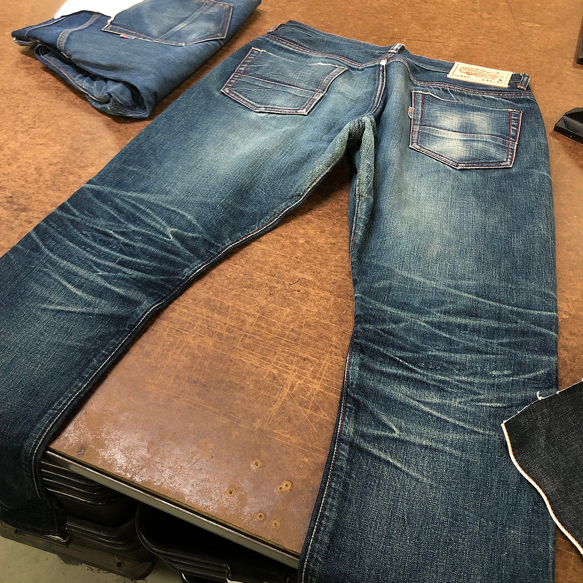 #6500 15oz Kojima Indigo Orange Ticking Selvage