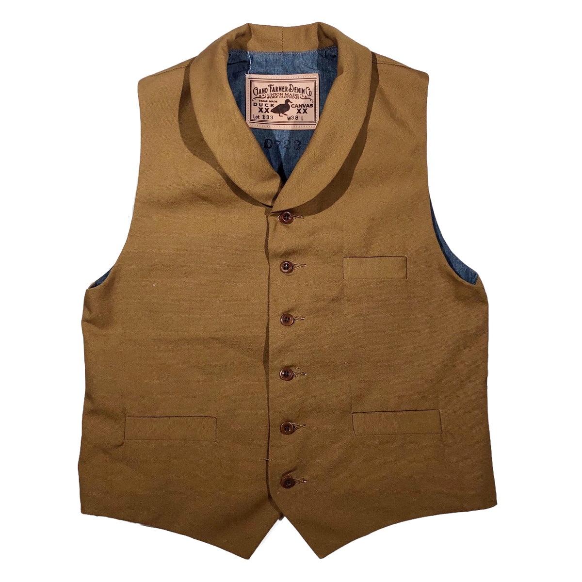 OPSTK Size 38 [M] #133 12oz Ochre Duck Canvas Waistcoat TYPE D