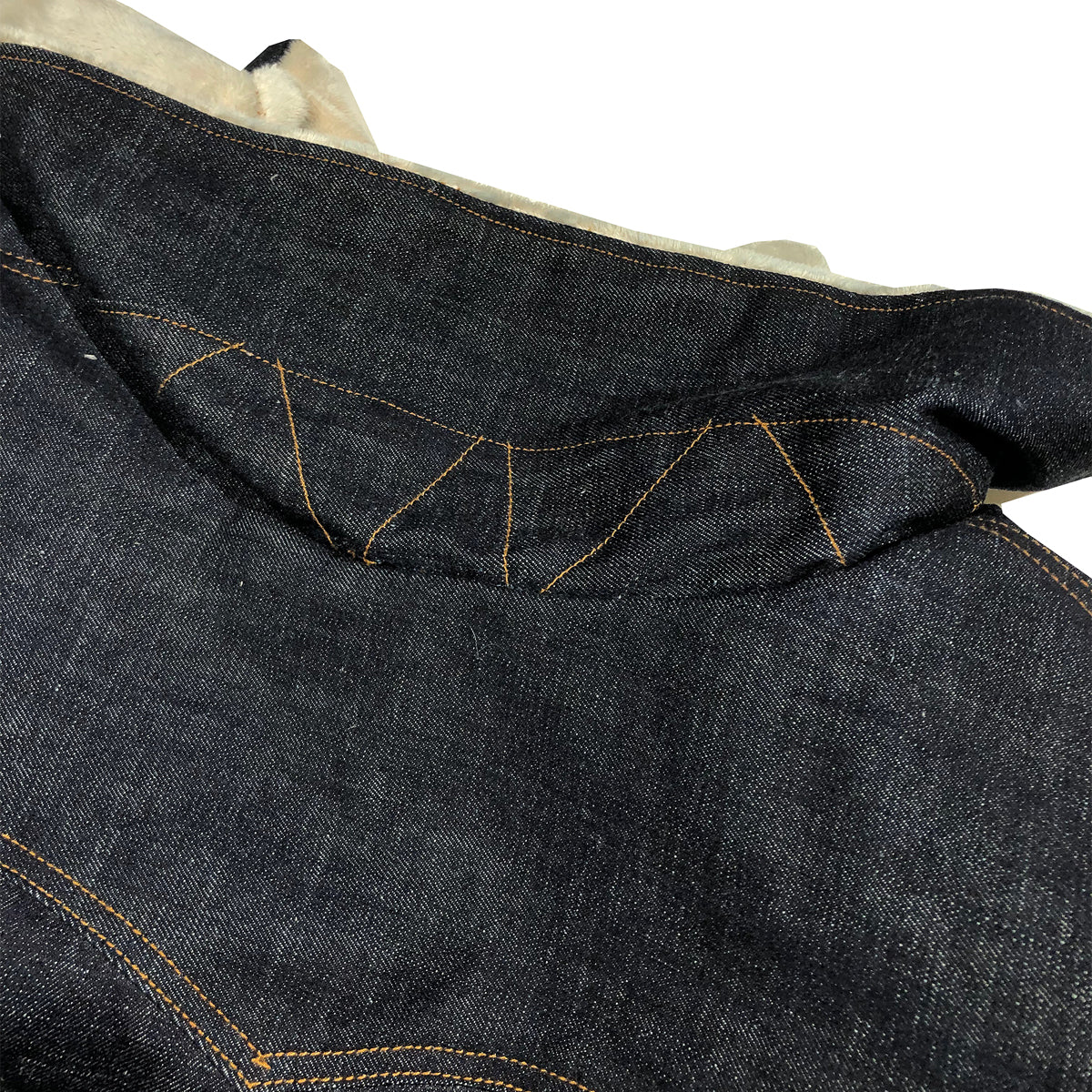 14oz Cone Mills Selvage Denim Pea Coat with Sherpa Liner