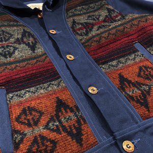 18oz Navy Duck Canvas Cossack Jacket w/ Wool Insets