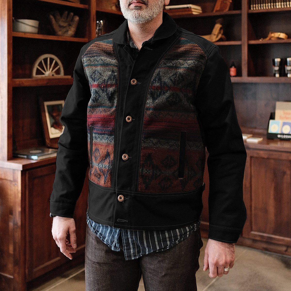 18oz Black Duck Canvas Cossack Jacket w/ Wool Insets