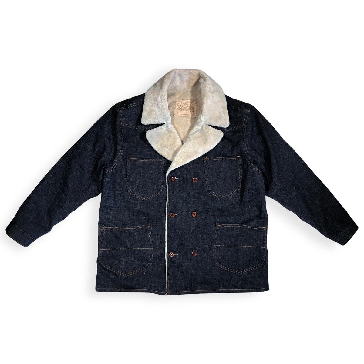 14oz Cone Mills Selvage Denim Pea Coat with Sherpa Liner