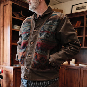 18oz Brown Duck Canvas Cossack Jacket w/ Wool Insets
