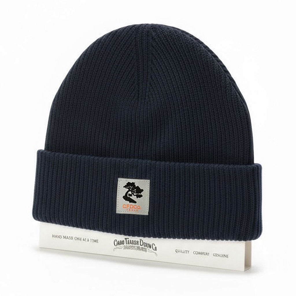 Navy Cashmere Merino Wool Beanie