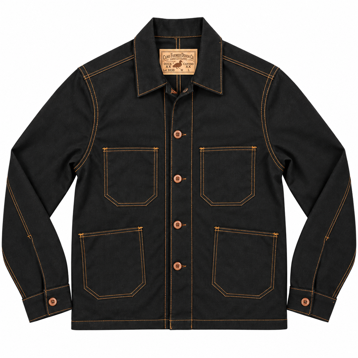 (OPSTK) #133A 11.5oz Black Army Duck Canvas Core Coat " Regular Fit"