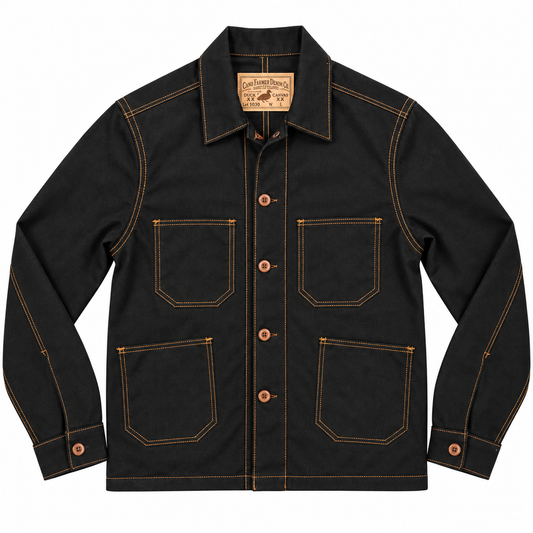 (OPSTK) #133A 11.5oz Black Army Duck Canvas Core Coat " Regular Fit"