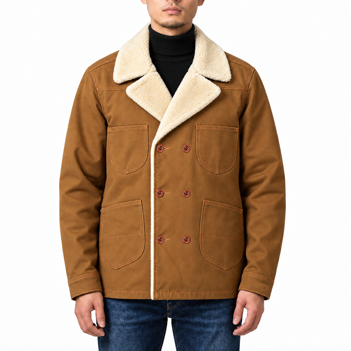[OPSTK] #133 12oz Ochre Brown Duck Canvas Modify Pea Coat Lined