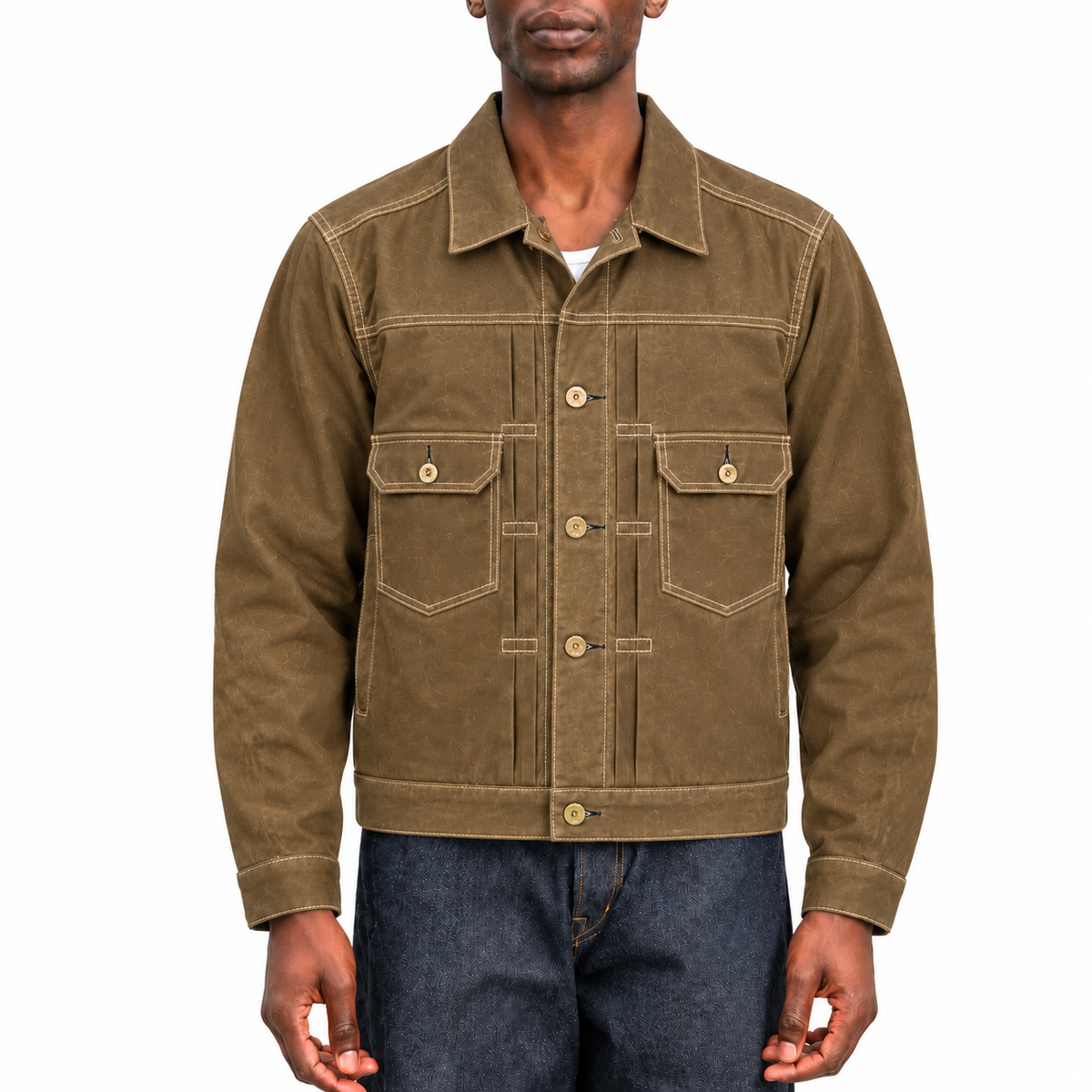[OPSTK] #0811 12oz Nutmeg Brown Wax Duck Canvas 1954 Type II Jacket Lined " Regular Fit"