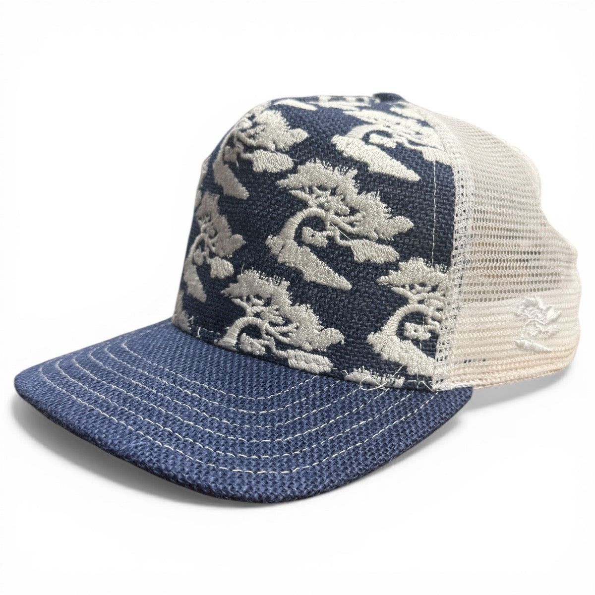 #BUR1 USA Cotton Burlap/Mesh Snapback Embroidery HAT 5 Panel- Mid Crown