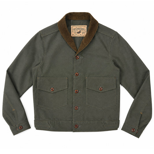 OPSTK #133 12oz Moss Green Duck Canvas 1930's Modify Cossack Jacket "Slim Fit"