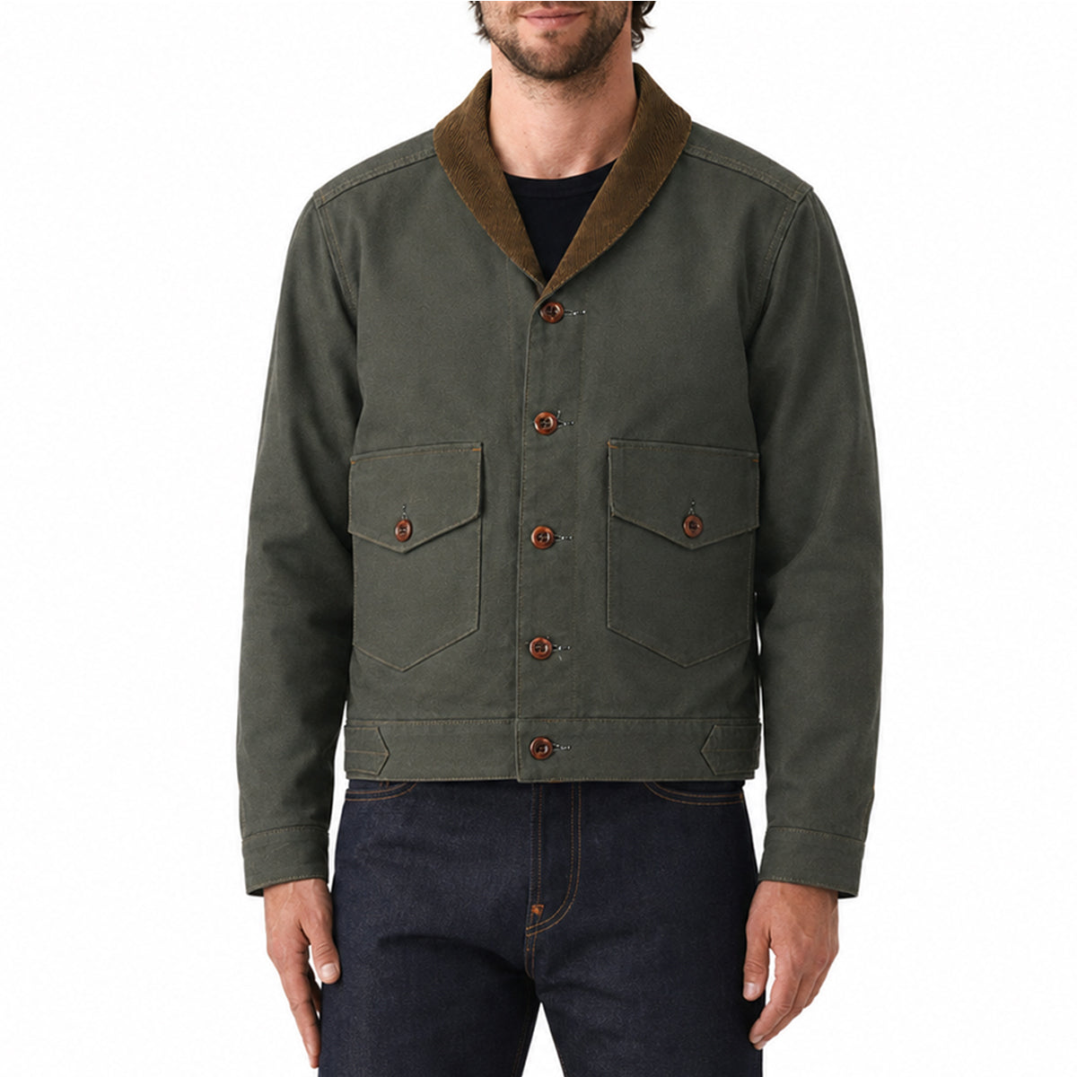 OPSTK #133 12oz Moss Green Duck Canvas 1930's Modify Cossack Jacket "Slim Fit"