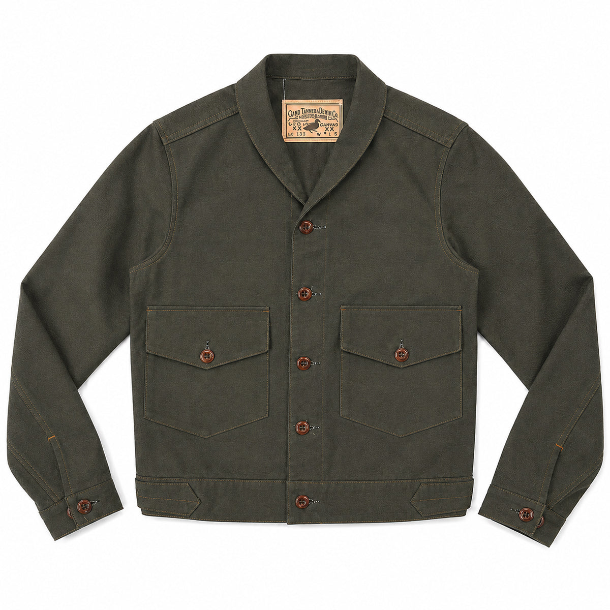 OPSTK #133 12oz Moss Green Duck Canvas 1930's Modify Cossack Jacket "Slim Fit"