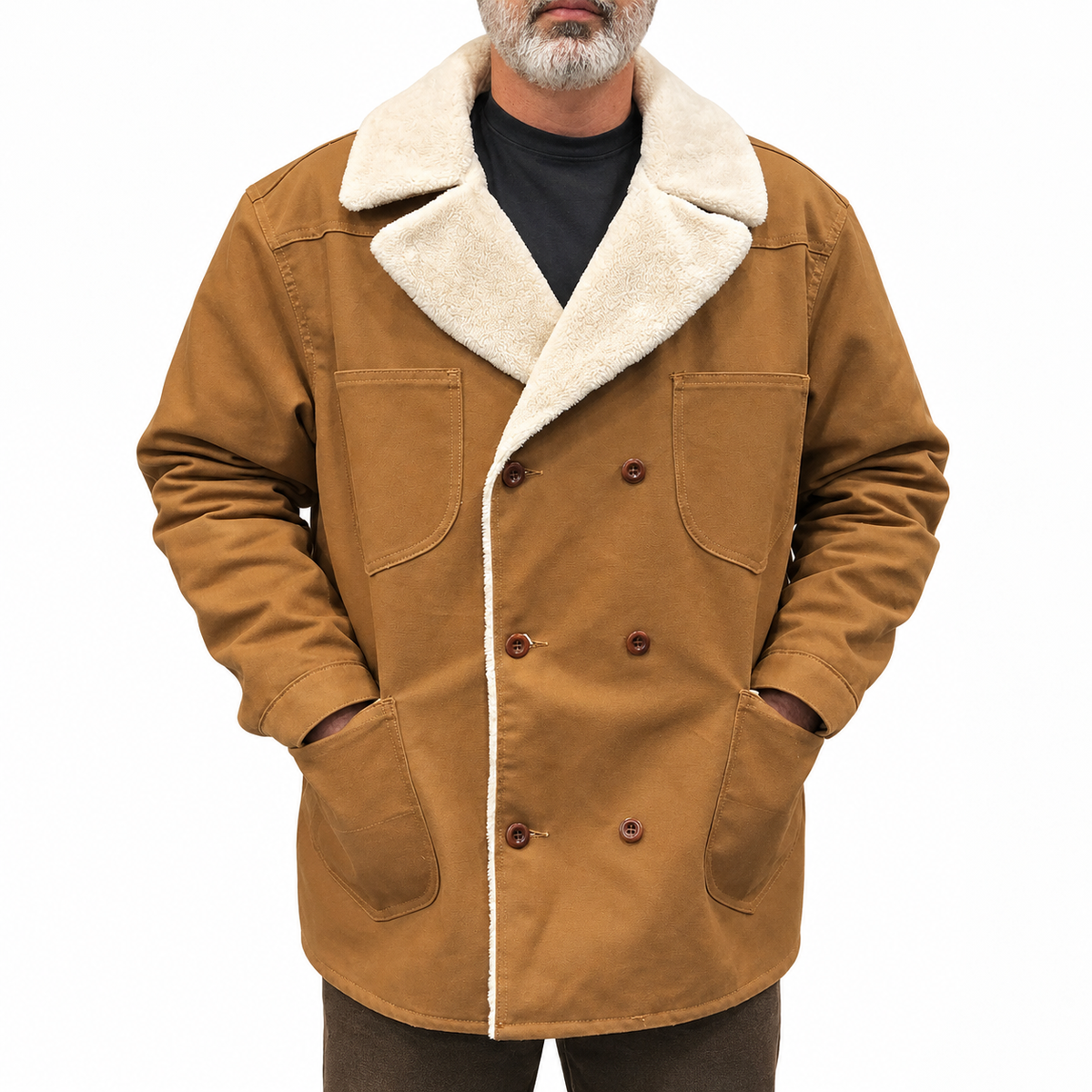 [OPSTK] #133 12oz Ochre Brown Duck Canvas Modify Pea Coat Lined