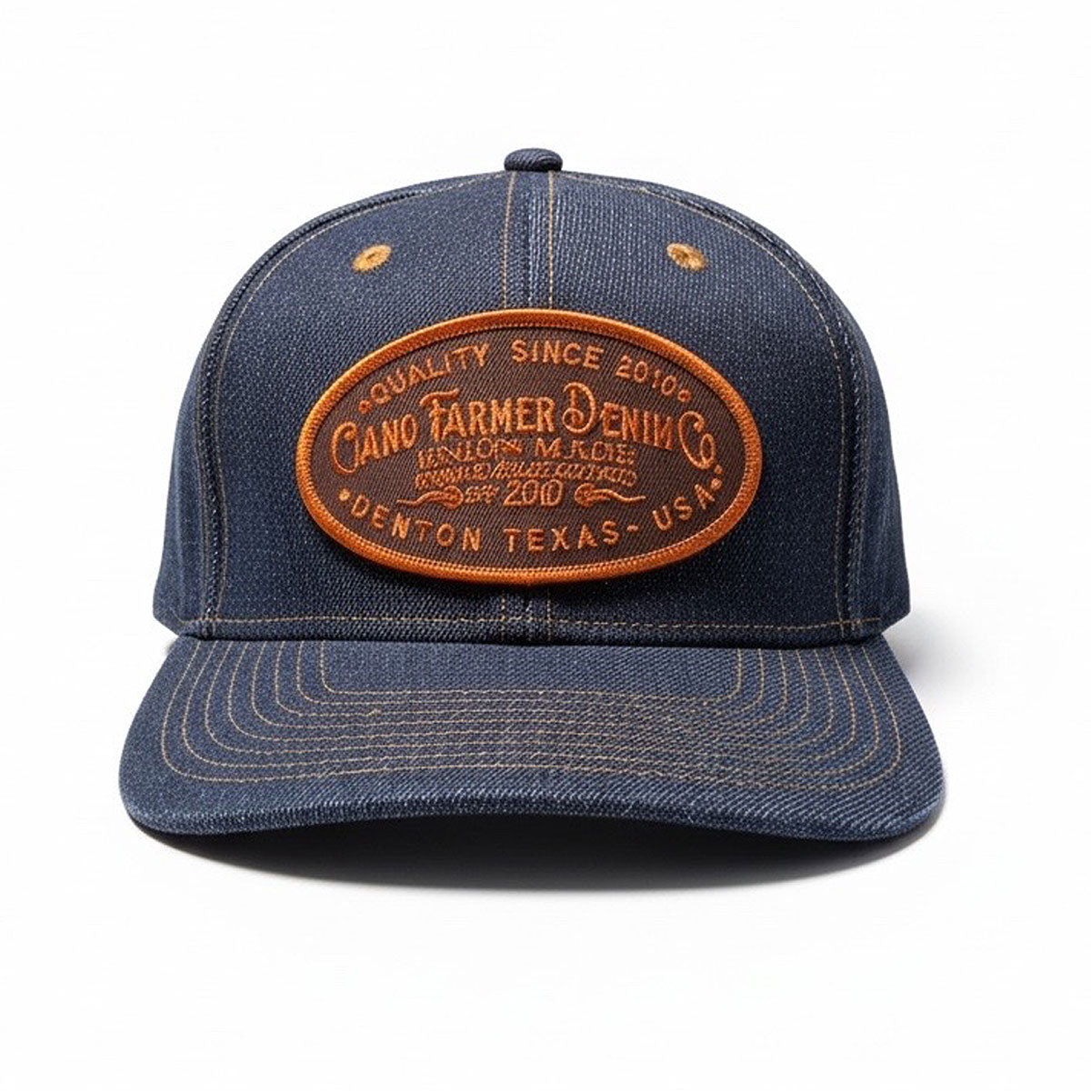 14oz Cone Mills Denim Snapback HAT CFDCo Orange Shop Patch