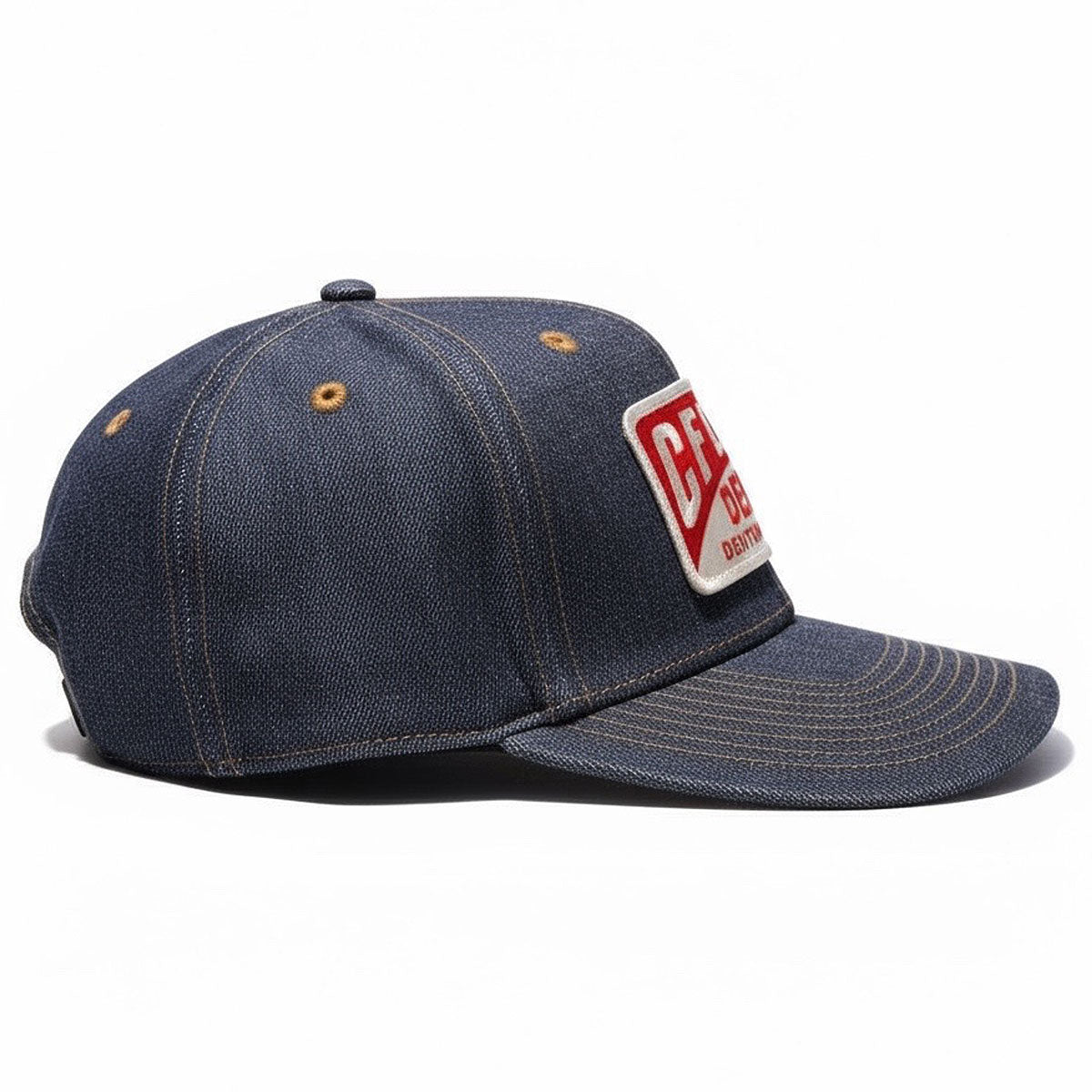 14oz Cone Mills Denim Snapback HAT CFDCo Garage Patch - Mid Crown