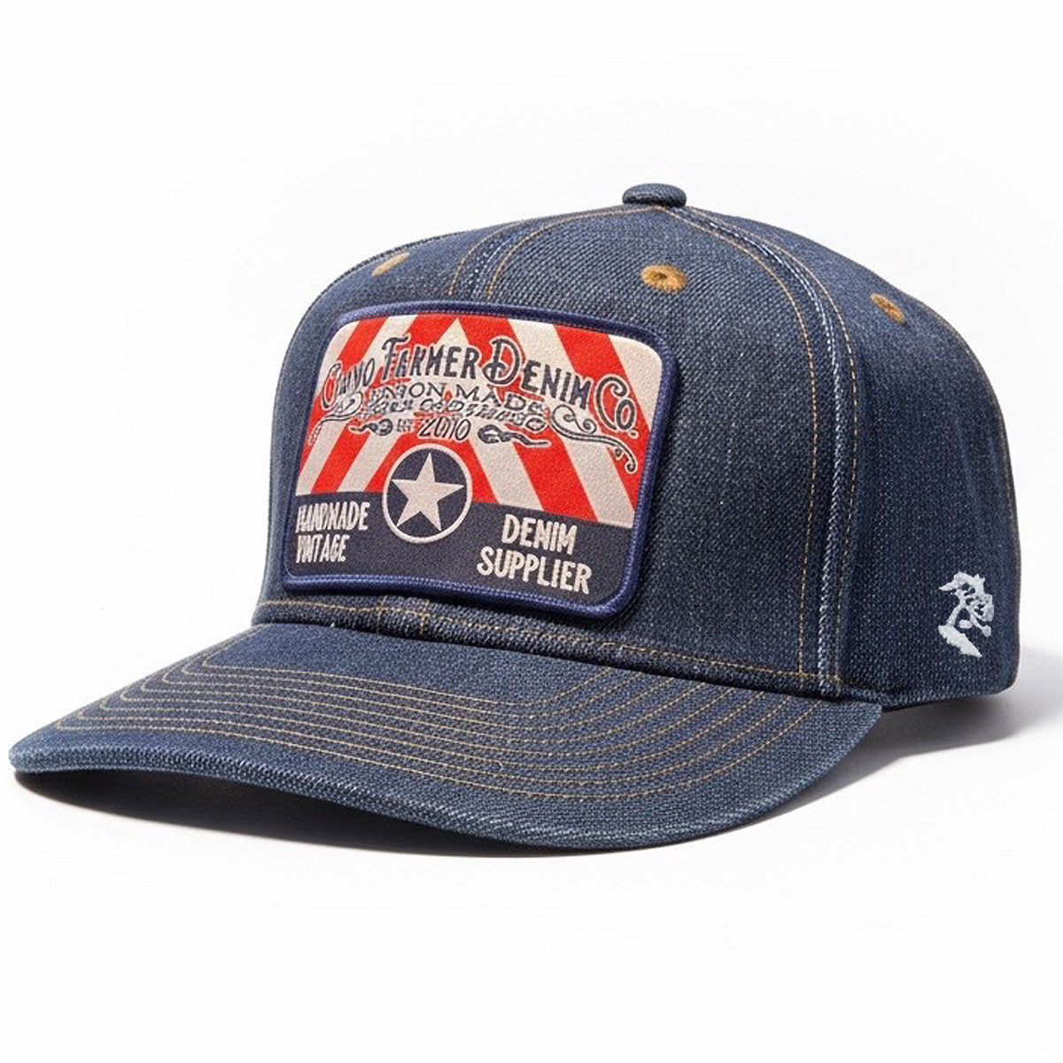14oz Cone Mills Denim Snapback HAT CFDCo Feed Store Patch - Mid Crown
