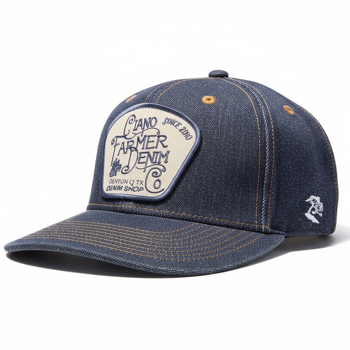 14oz Cone Mills Denim Snapback HAT CFDCo Fisherman Patch - Mid Crown