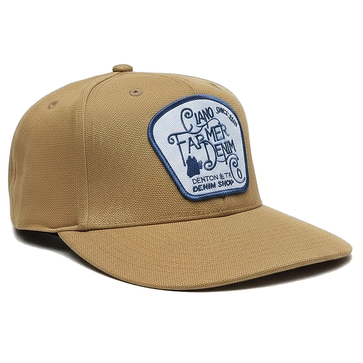 15oz USA Duck Canvas Lite Ochre Snapback HAT CFDCo Fisherman Patch - Mid Crown