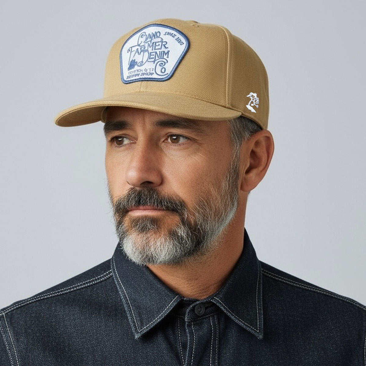 15oz USA Duck Canvas Lite Ochre Snapback HAT CFDCo Fisherman Patch - Mid Crown