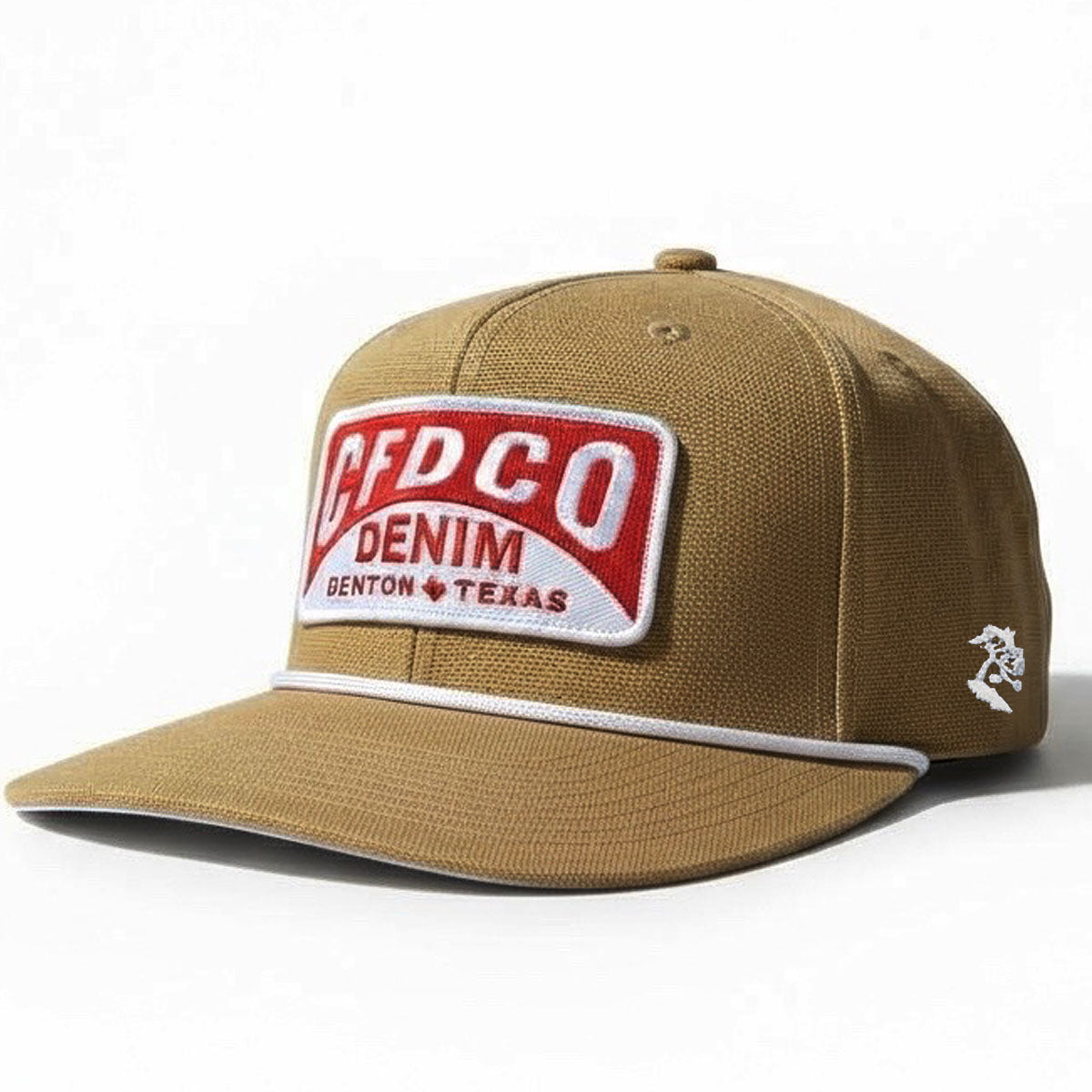 15oz USA Duck Canvas LITE OCHRE Snapback HAT CFDCo Garage Patch - Mid Crown