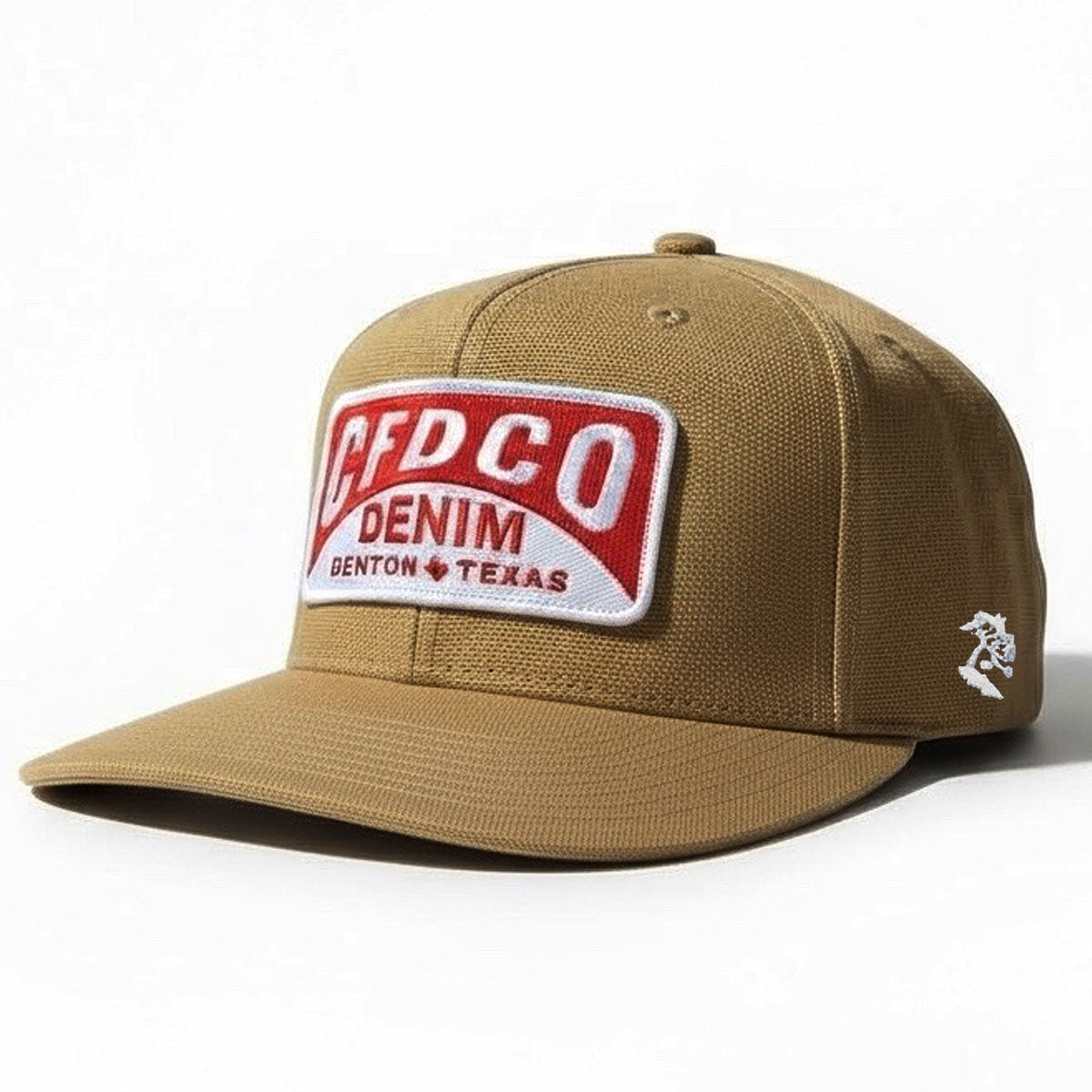 15oz USA Duck Canvas LITE OCHRE Snapback HAT CFDCo Garage Patch - Mid Crown