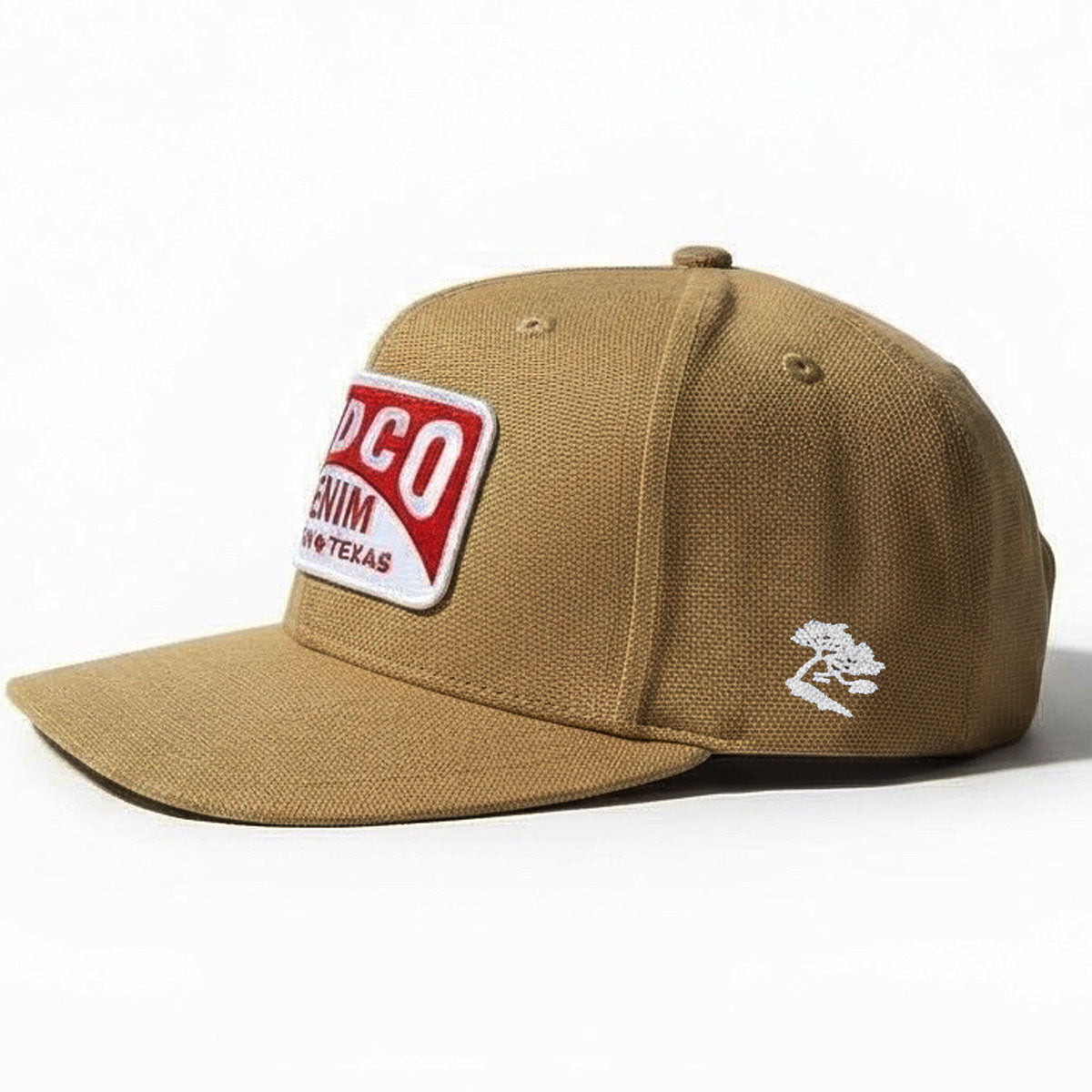 15oz USA Duck Canvas LITE OCHRE Snapback HAT CFDCo Garage Patch - Mid Crown