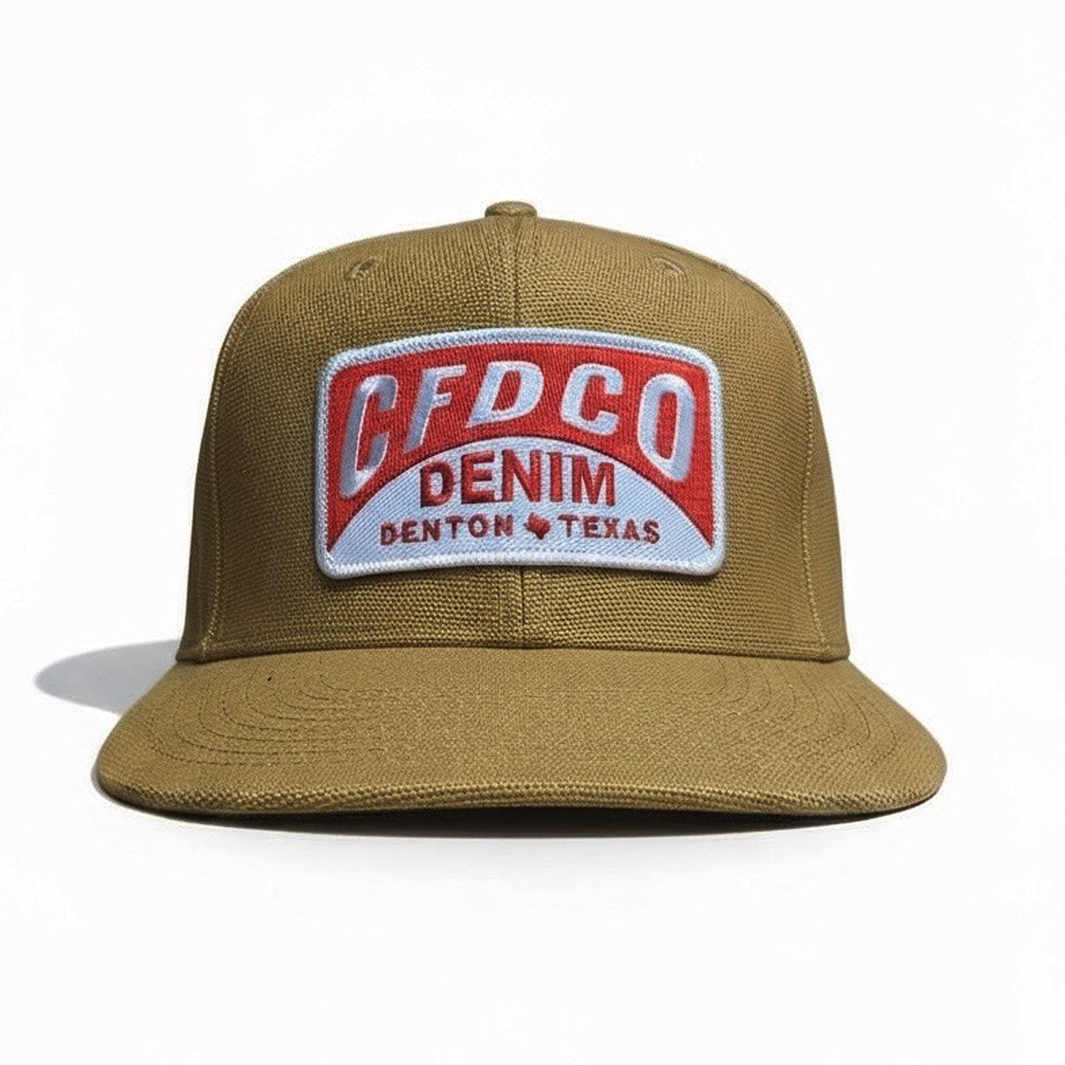 15oz USA Duck Canvas LITE OCHRE Snapback HAT CFDCo Garage Patch - Mid Crown