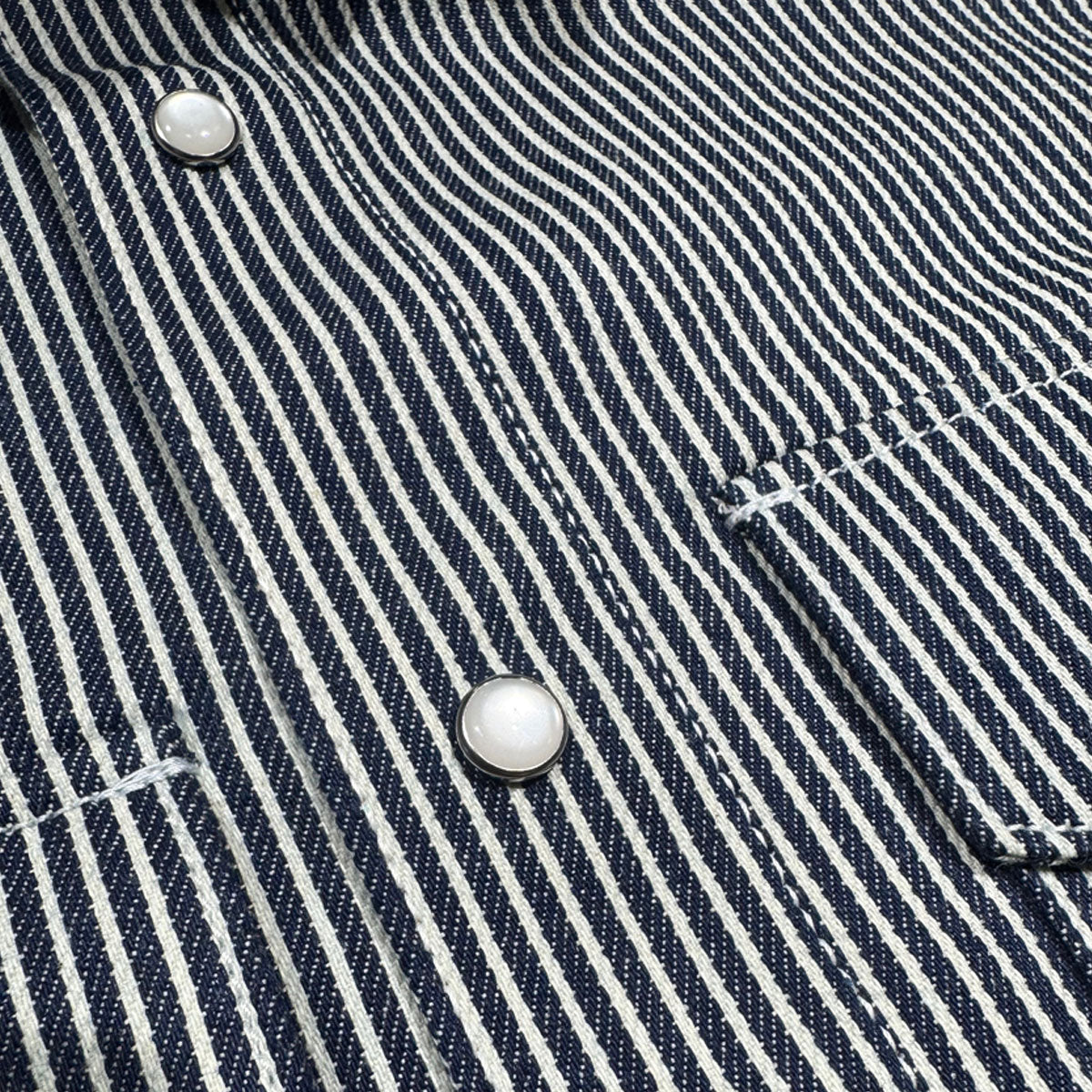 #HIC 10oz MV Mills Hickory Stripe Saw Tooth Work Shirt Short Sleeve