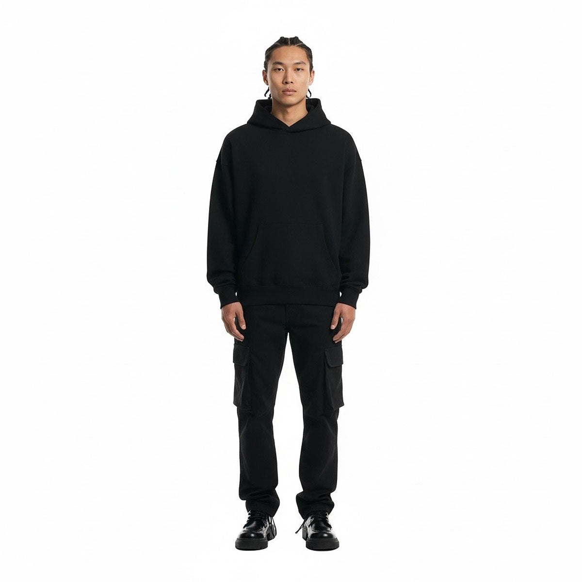 26oz / 870GSM Ultra Heavy Weigh Hoodie - 100% ORGANIC Cotton Black French Terry