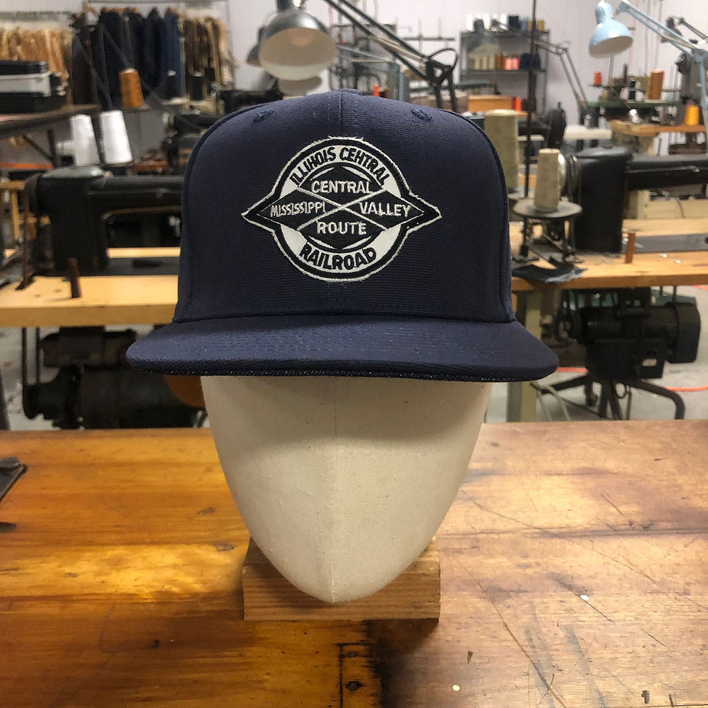 18oz Duck Canvas Navy Vintage HAT Patch 70s "Illinois Central Railroad" Patch