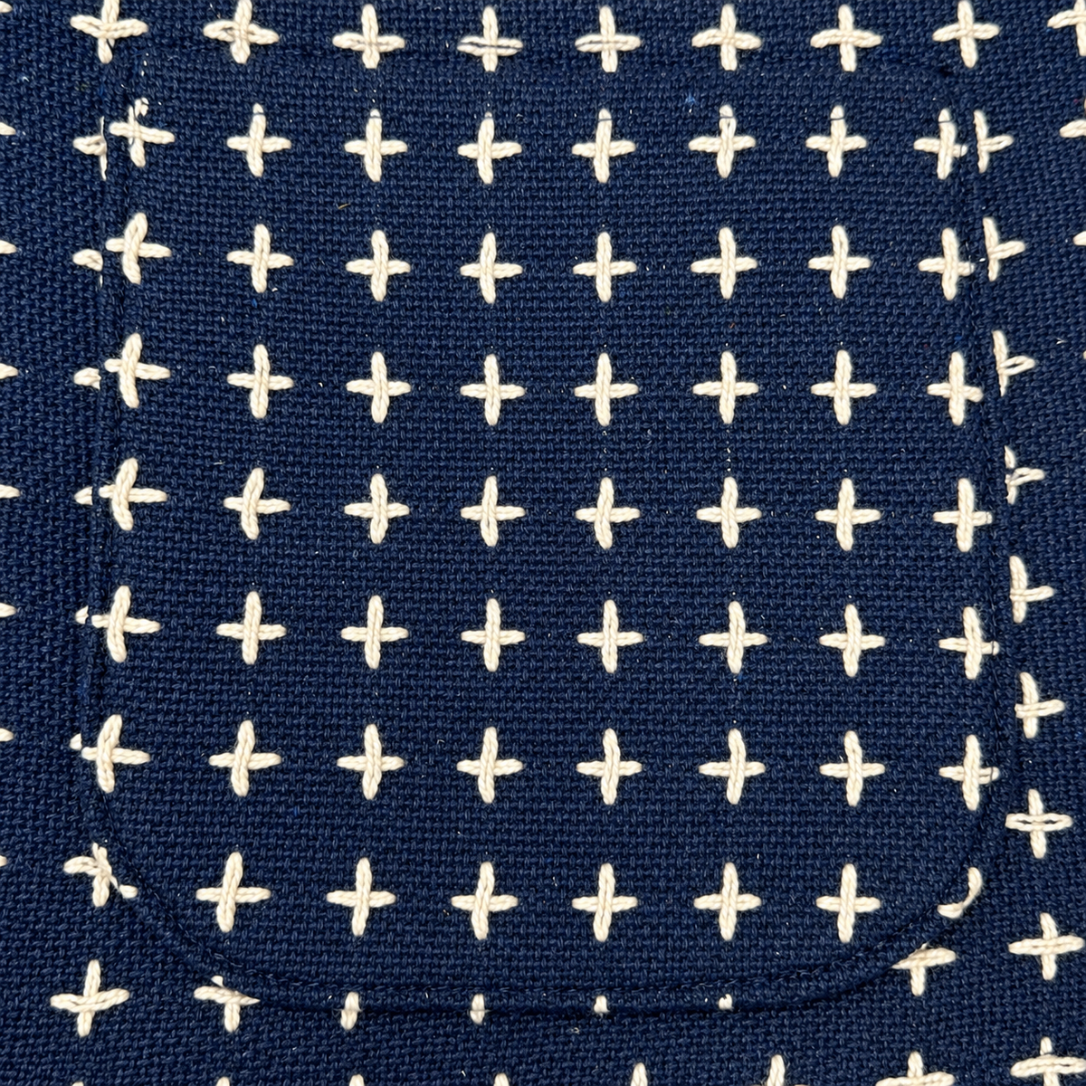 20oz Cotton Basketweave Canvas Japanese Dark Indigo Sashiko Cross-Stitch Cotton Jacket
