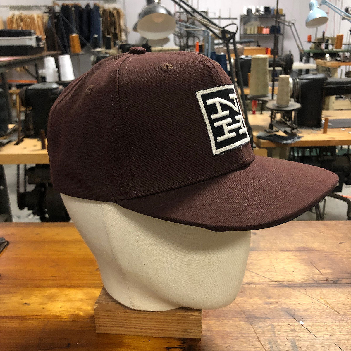 18oz Duck Canvas Brown Snapback HAT 60s "New Haven Railroad." Patch