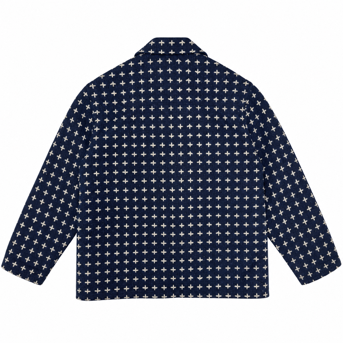 20oz Cotton Basketweave Canvas Japanese Dark Indigo Sashiko Cross-Stitch Cotton Jacket