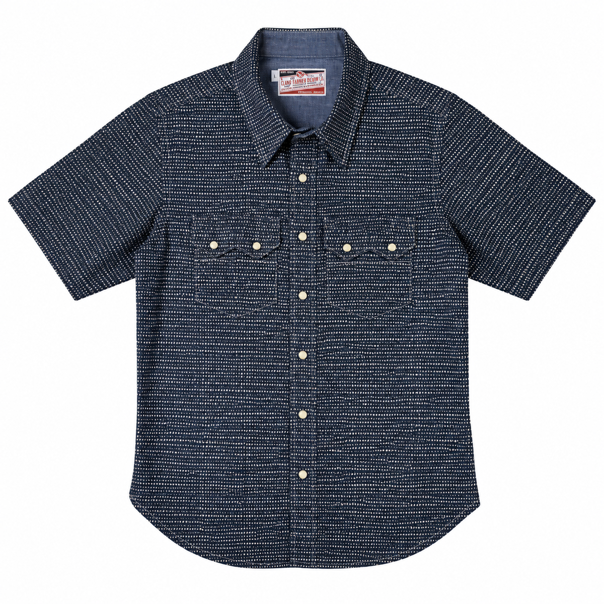 (OPSTK) #1336 6oz Japanese Dotted Print Indigo Saw Tooth Work Shirt